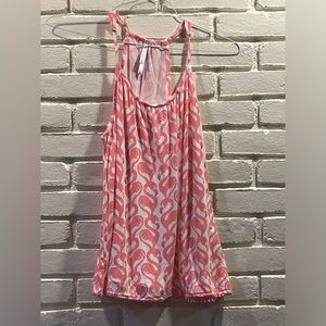 Women’s pink and white flamingo print tank top, southern tide, small